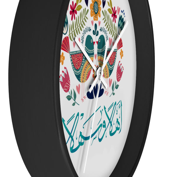Ahlan wa Sahlan wall clock, calligraphy wall clock, Arabic calligraphy wall clock, Arabic wall clock. 10x10 inches