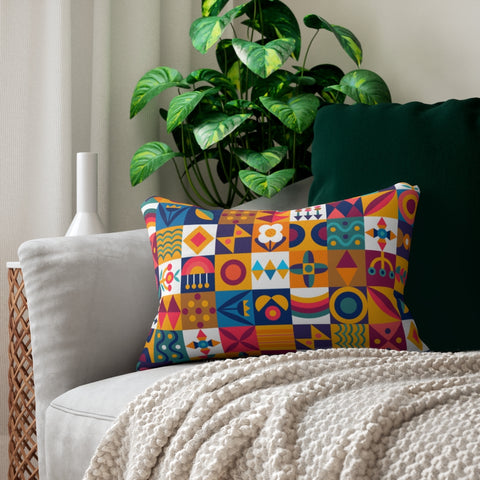 Colorful pattern Spun Polyester Lumbar Pillow