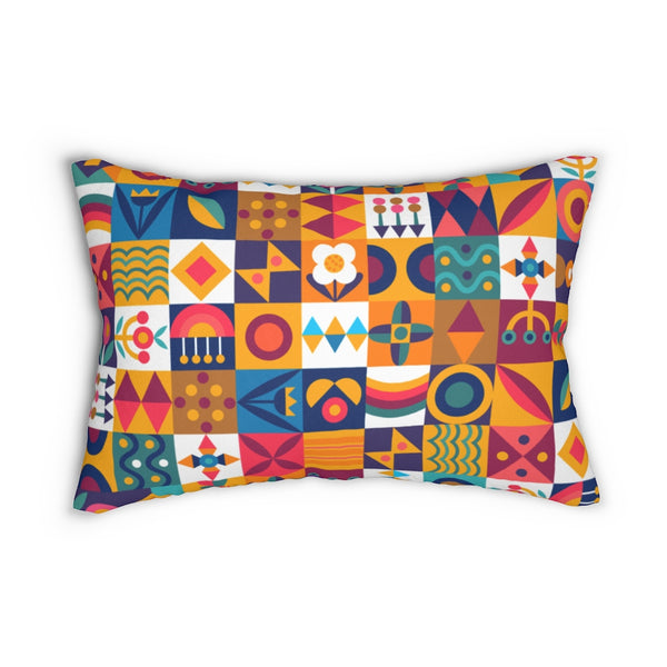 Colorful pattern Spun Polyester Lumbar Pillow