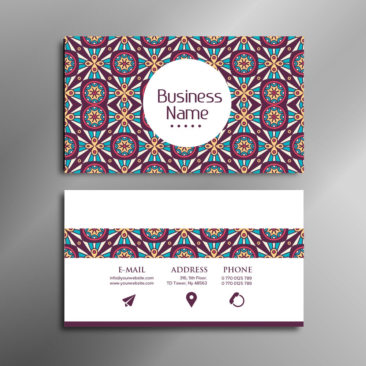 Printable stylish elegant HENNA STYLE, boho, vintage business card, calling card for your business