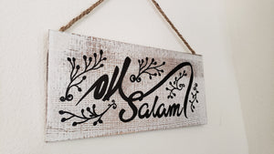 Wooden Salam sign boutique signs Handmade sign Welcome plaques business signs cottage signs welcome eid gift signs welcome washed white sign