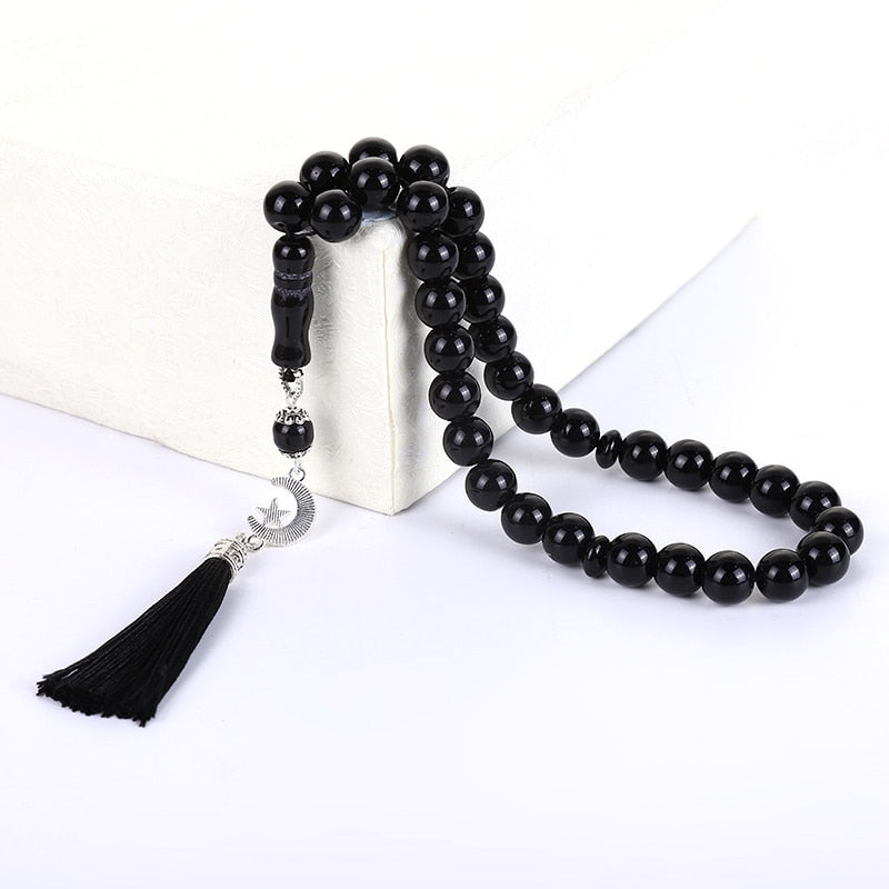 Tasbeeh agate black round decorative beads 33/99 Islamic rosary muslim rosary tasbih jewelry rosary misbaha free shipping