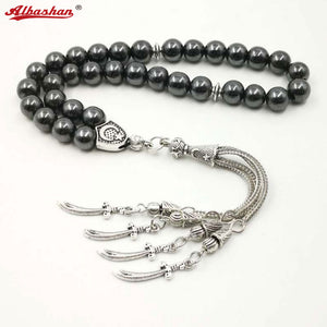 Man's Tasbih Natural stone Hematite Metal tassel Cheap price and good quality prayer beads 33 66 99beads Islam stone Rosary